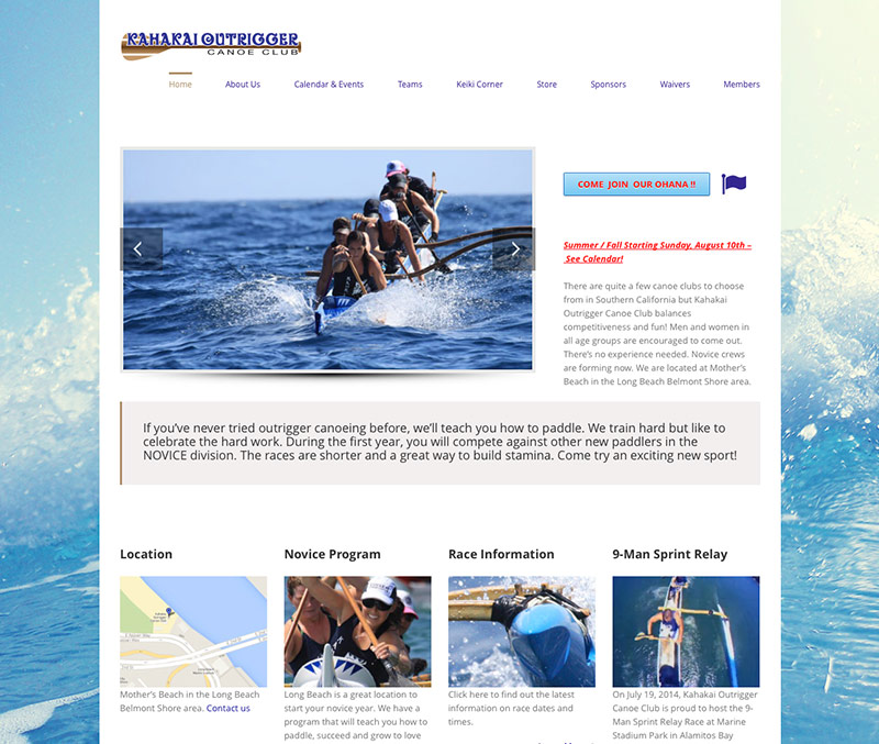 Kahakai Outrigger Canoe Club Web Site