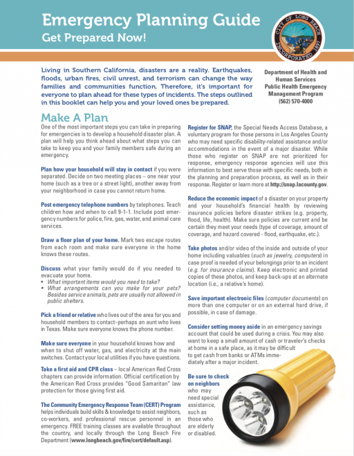 City of Long Beach, Emergency Planning Guide (English)